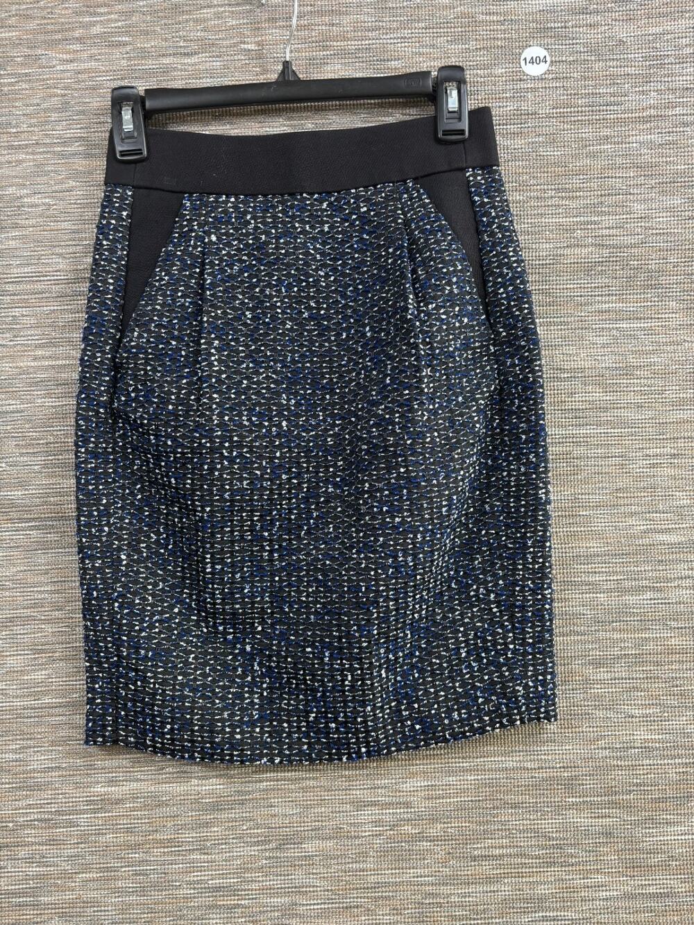 J.Crew Midnight Tweed Pencil Straight Skirt Womens Size 0OP Black Blue